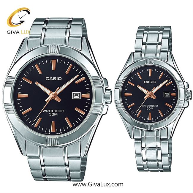 ساعت مچی اورجینال ست کاسیو Casio نقره ای | نقره ای| مشکی| کد رفرنس زنانه: LTP-1308D-1A2VDF، مردانه: MTP-1308D-1A2VDF